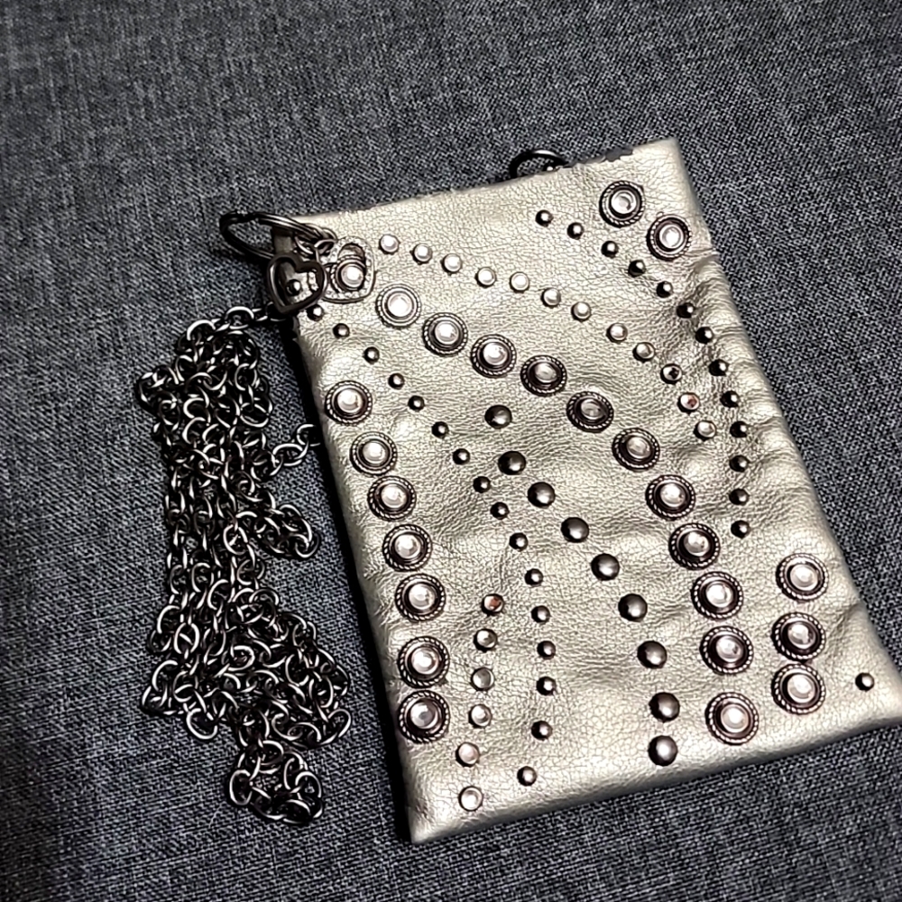 Cellphone Crossbody Leather Studed Purse
